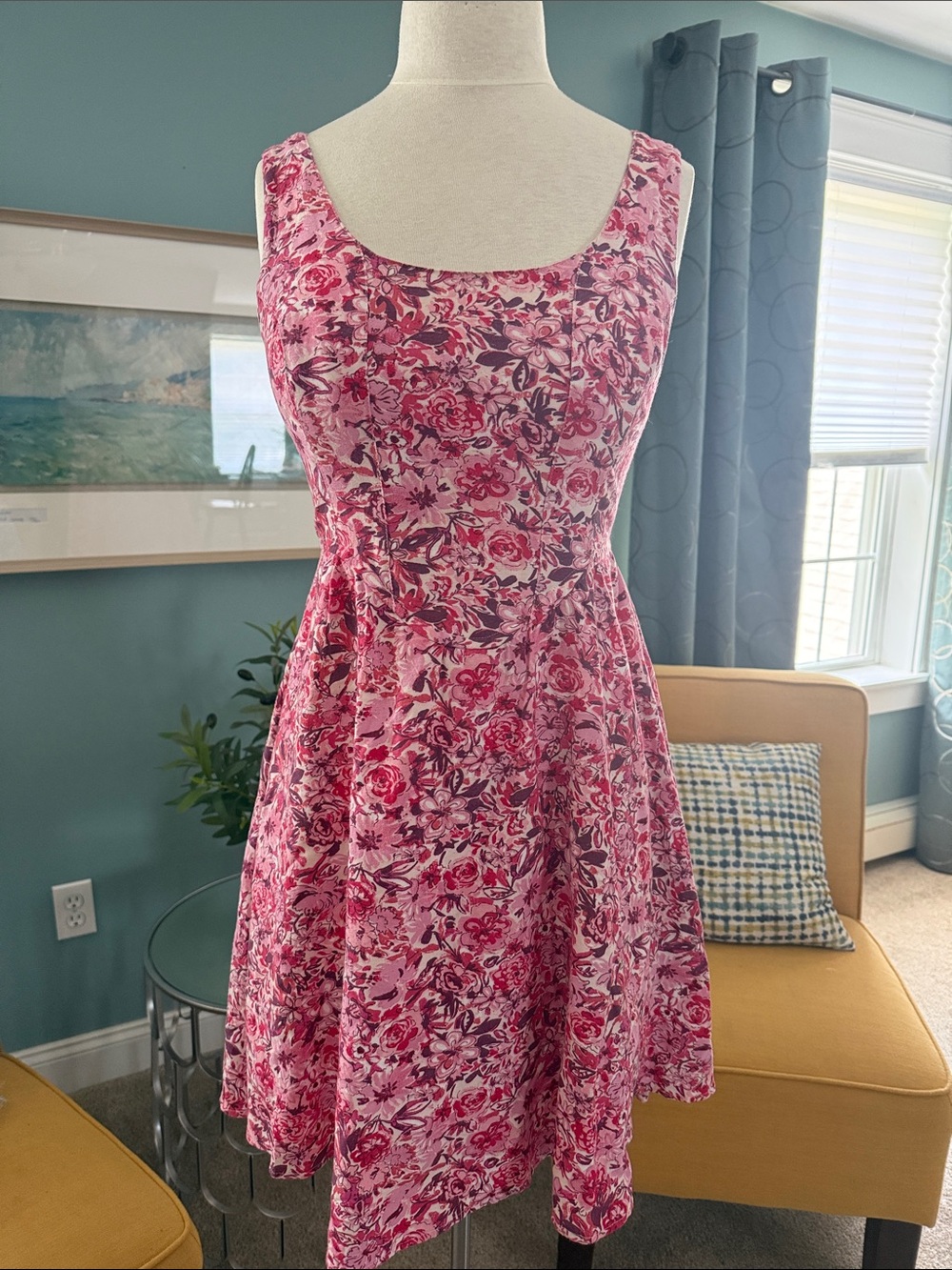 Sincerely Jules Pink Floral Scoop-Neck Mini Dress